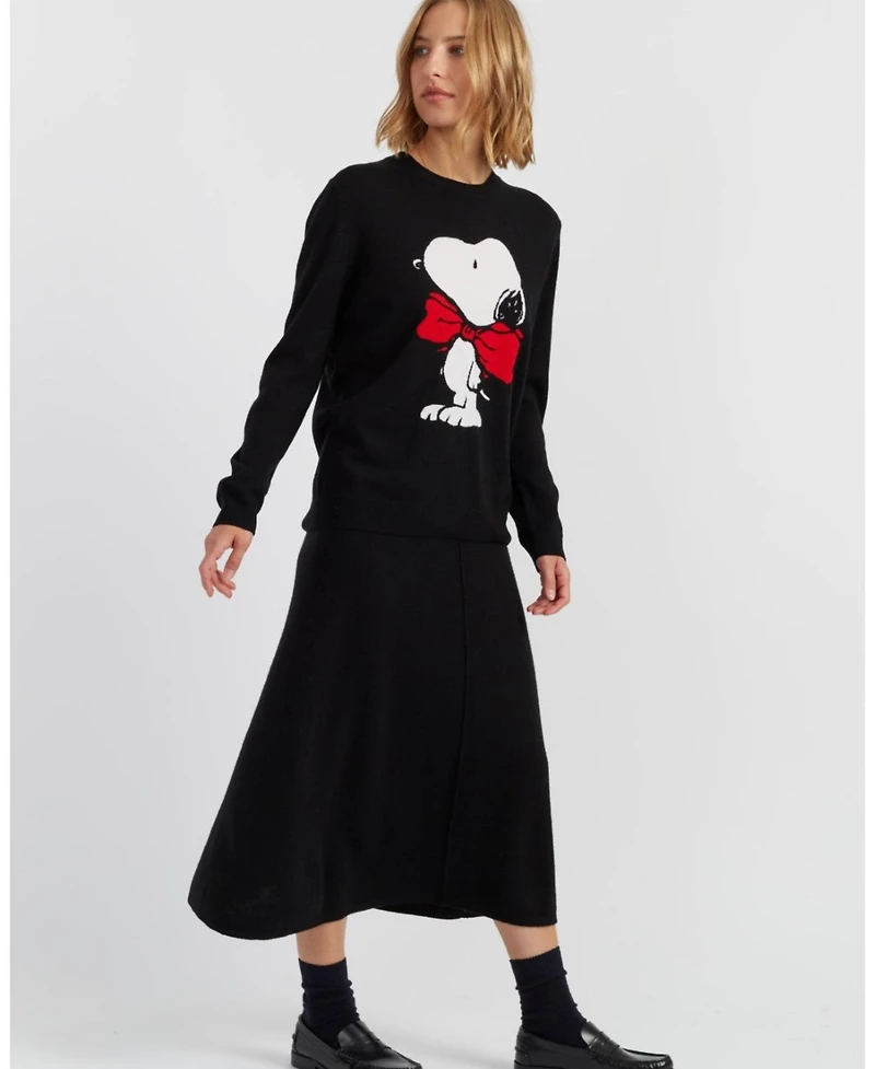 Chinti & Parker Women's Wool-Cashmere Bow Tie Snoopy Sweater