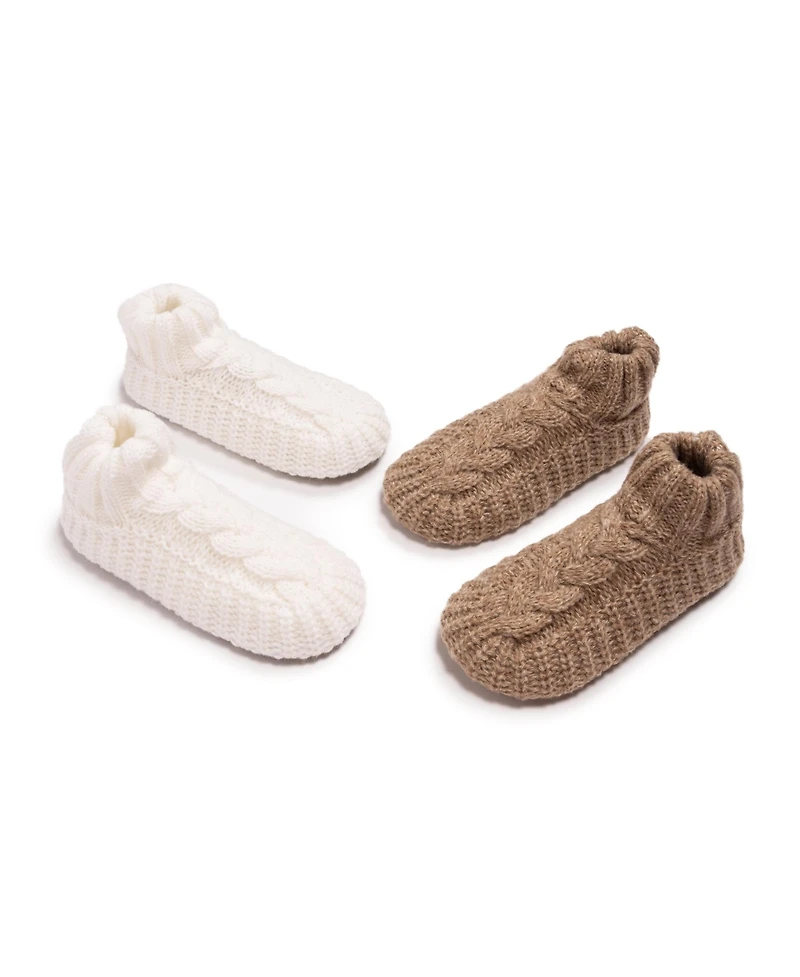 Muk Luks Women's Cuffed Sweater Knit Ballerina - 2 Pair Pack