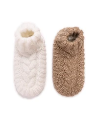 Muk Luks Women's Cuffed Sweater Knit Ballerina - 2 Pair Pack