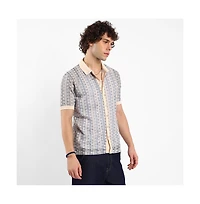 Campus Sutra Men's Ditsy Floral Knit Shirt