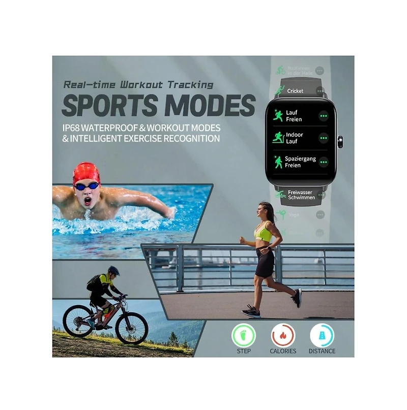 Ruxing Smart Smart Watches For Women Men, Alexa Built-In 1.8" Fitness Tracker Watch For Android Ios, Waterproof Activity Trackers With 105+ Sport