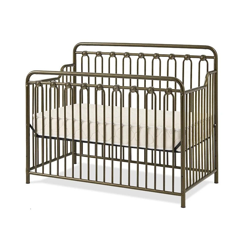 L.a. Baby Baldwin 4 in 1 Convertible Full Sized Metal Crib in Golden Nuggest