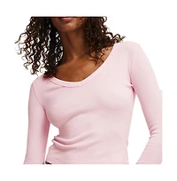 Cotton On Women's Goldie Rib V Neck Long Sleeve