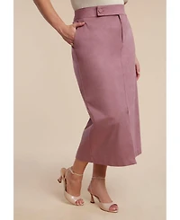 Eloquii Women's Faux Suede Midi Column Skirt