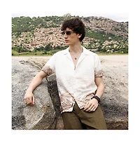 Campus Sutra Men's Ivory White & Tan Brown Desert Ombre Shirt