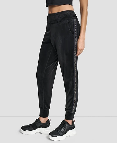Dkny Women's Cuffed Metallic Logo Joggers