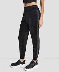 Dkny Women's Cuffed Metallic Logo Joggers