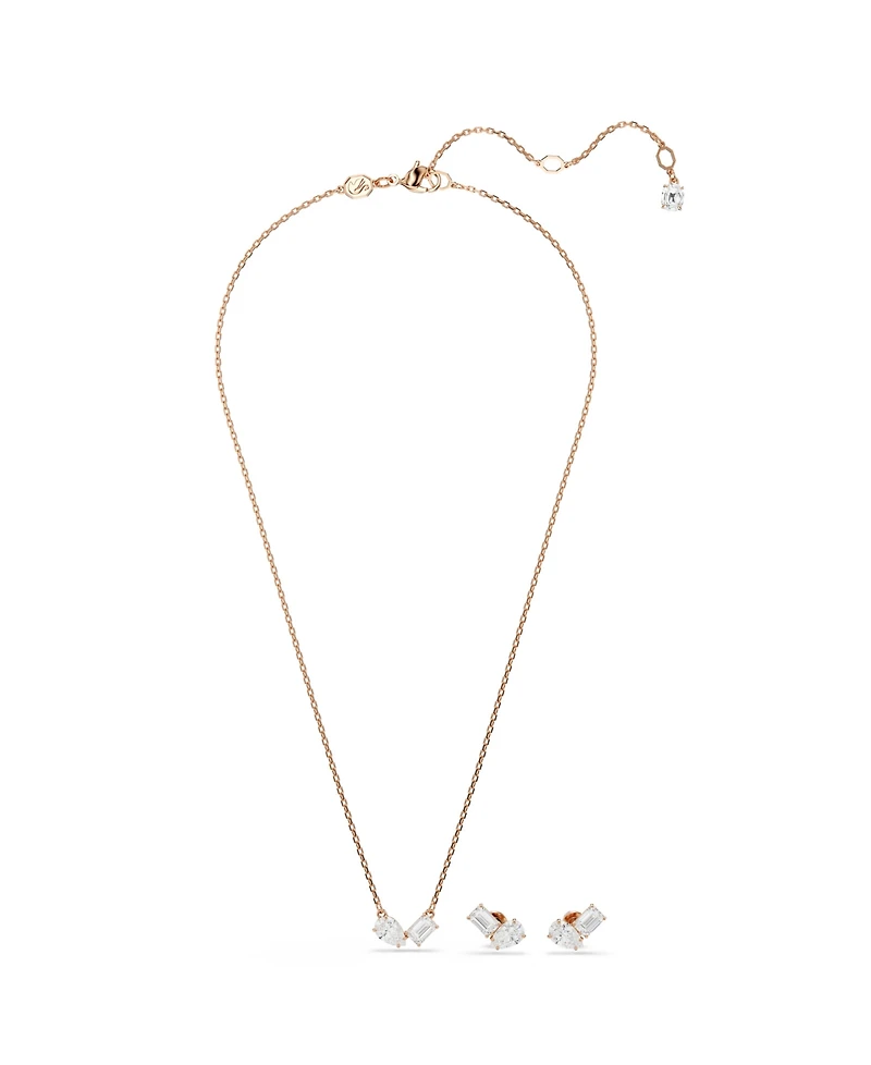 Swarovski Mesmera Rose Gold Tone Plated Earrings and Necklace Set