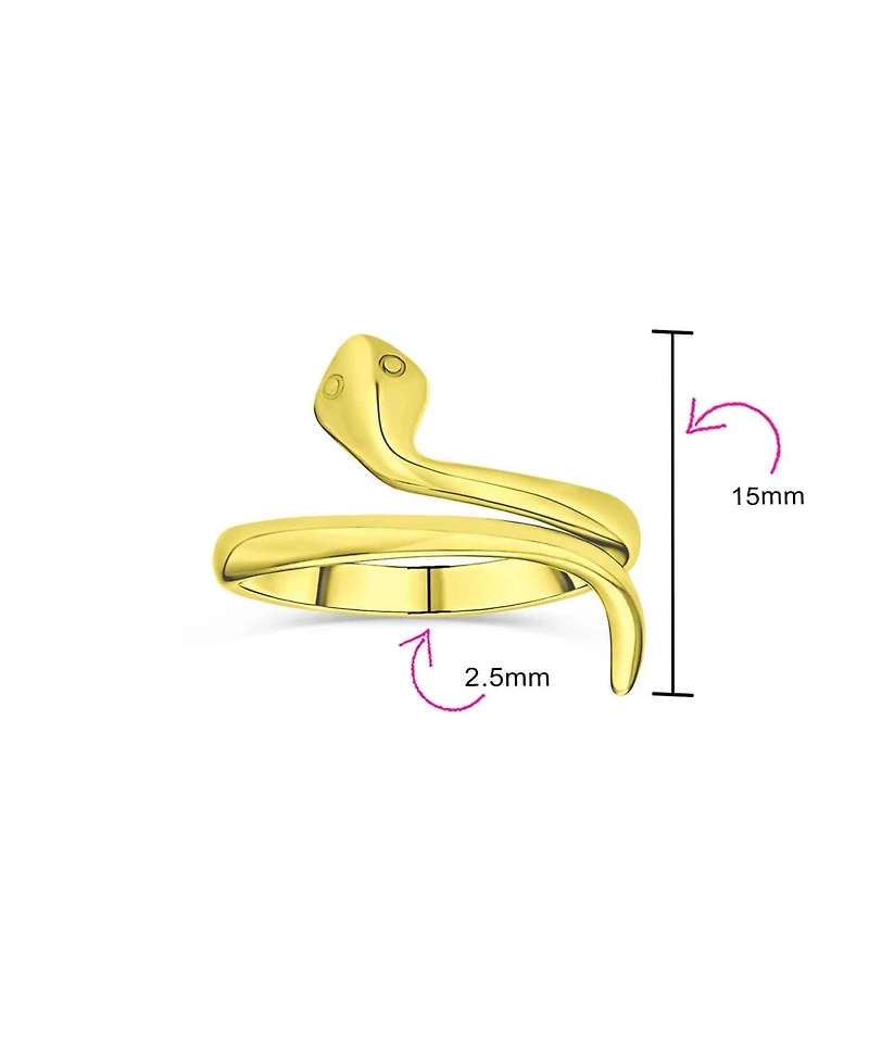 Bling Jewelry 14K Gold Plated Sterling Silver Snake Wrap Midi Ring – Thin Stackable Bypass Band