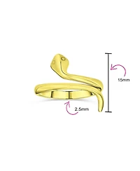 Bling Jewelry 14K Gold Plated Sterling Silver Snake Wrap Midi Ring – Thin Stackable Bypass Band
