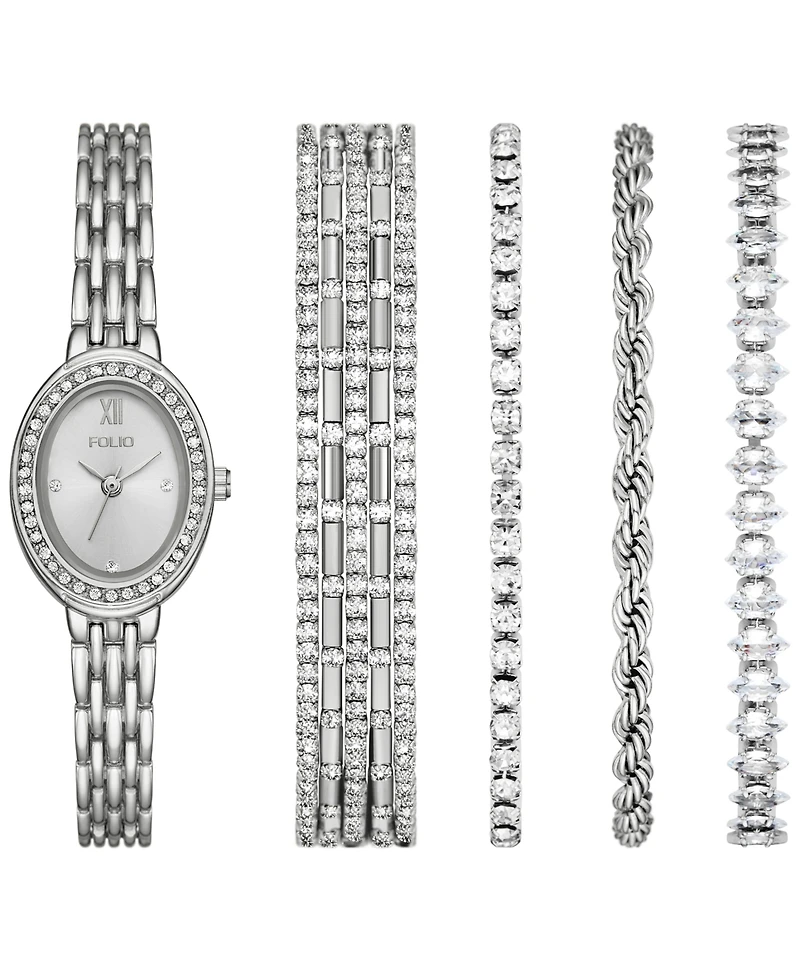 Folio Women's Quartz Three-Hand Silver Alloy Watch Set, 23mm
