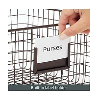 mDesign Bedroom Closet Storage Organizer Basket with Label Slot, 2 Pack, Bronze