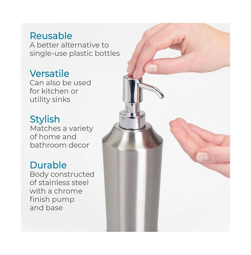 iDesign Brushed Stainless Steel Soap Dispenser - Split Finish