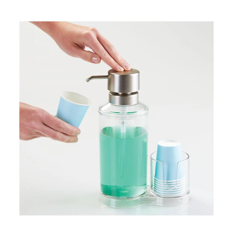 iDesign Mouthwash Caddy with Cup Holder - Clear/Brushed