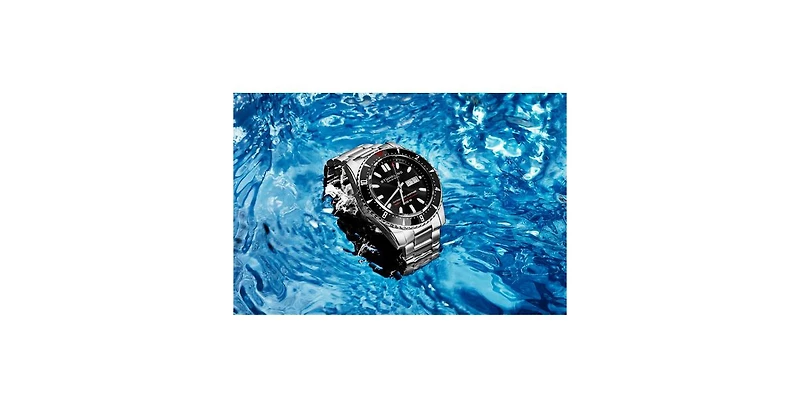 Stuhrling Men s Aquadiver 44mm Swiss Automatic Diver Watch, Black Dial, Rotating Bezel, Stainless Steel, 200M Water Resistant