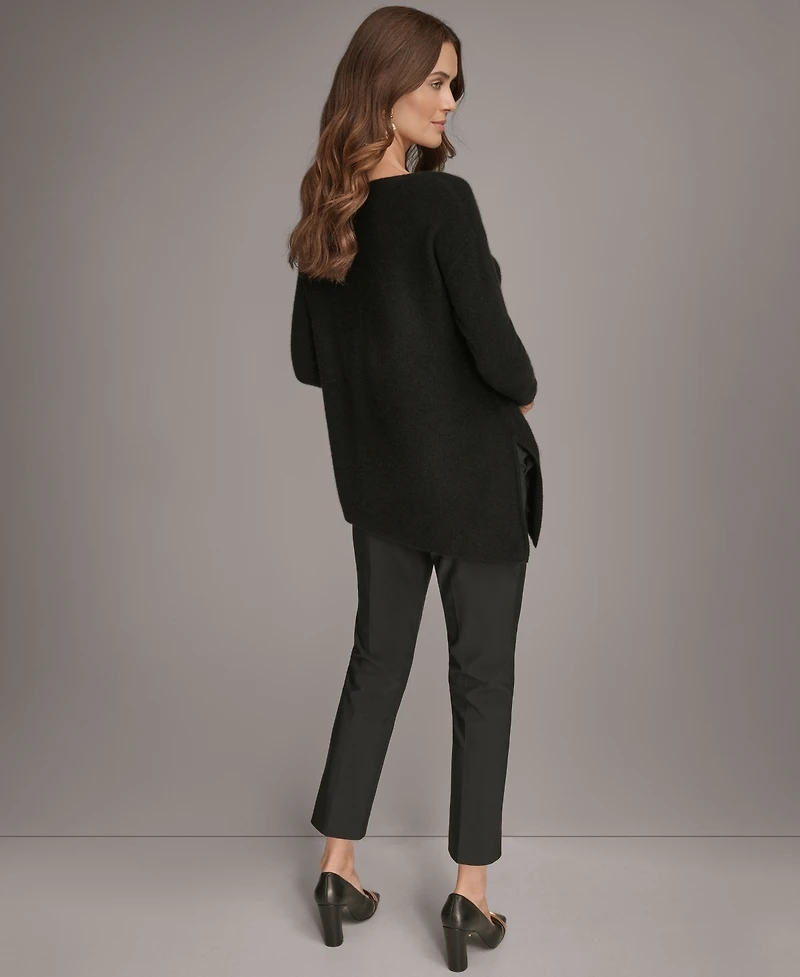 Donna Karan New York Women's Asymmetric Hem Cashmere Poncho Sweater