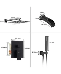 3-Spray Patterns With 2.5 Gpm 10 in. Showerhead Wall Mounted Dual Shower Heads Valve Matte Black