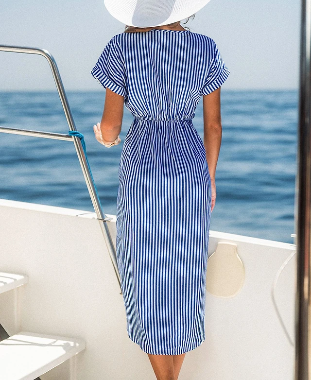 cupshe subtle lines striped maxi dress Cupshe Not Sorry Striped Maxi Dress - Pink