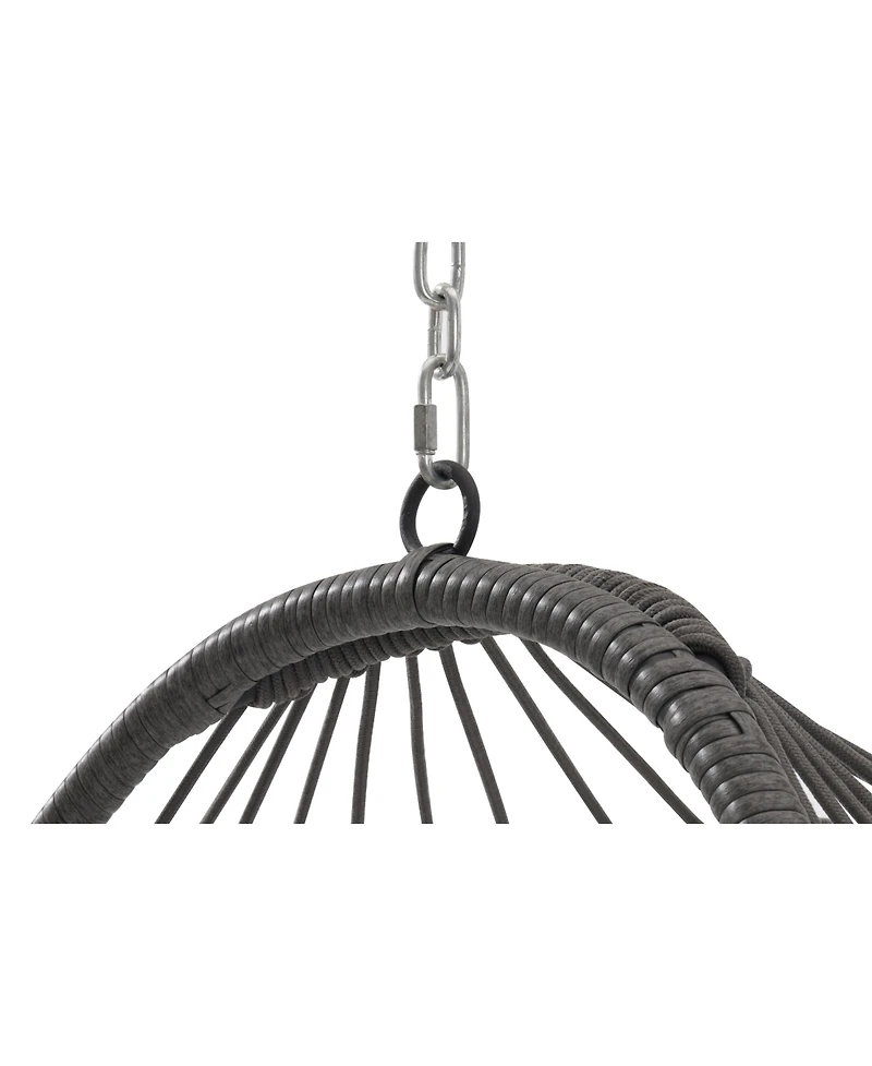 Flynama 55 Inch Dark Gray Rattan Egg Swing Chair with Stand and Deep Gray Cushion