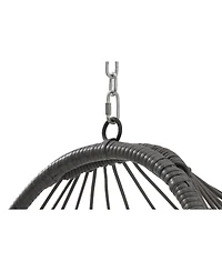 Flynama 55 Inch Dark Gray Rattan Egg Swing Chair with Stand and Deep Gray Cushion