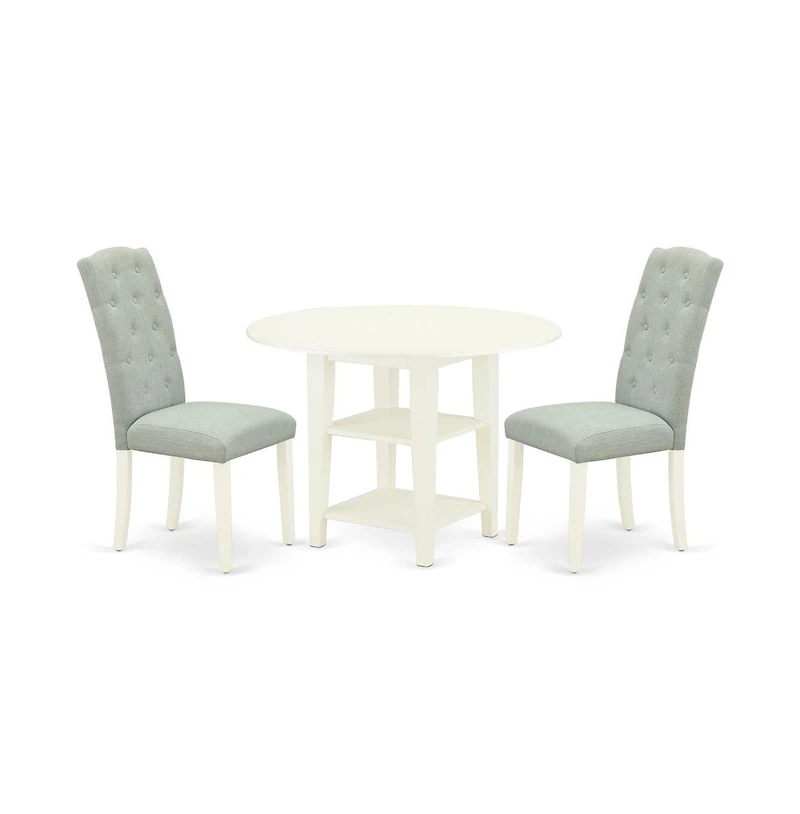 East West Furniture Dining Room Set Linen White
