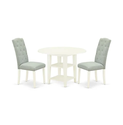 East West Furniture Dining Room Set Linen White