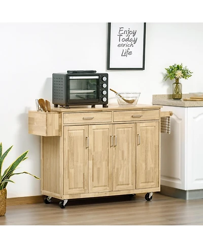Halifax North America Natural Kitchen Island: 54" Wide Cart with Drawers and Tool Caddy
