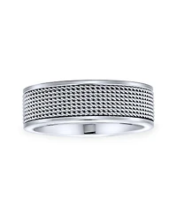 Bling Jewelry 8MM Stainless Steel Urban Biker Rope Chain Mesh Band Ring
