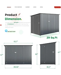 Aecojoy 7.5'x4' Outdoor Horizontal Bike Storage Shed with Triple Lockable Door