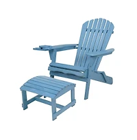 Jiallo Foldable Adirondack Chair With Cup Holders With Ottoman