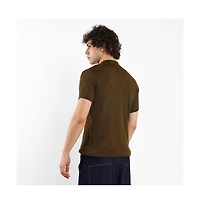 Campus Sutra Men's Mocha Brown Harlequin-Textured Knit Shirt