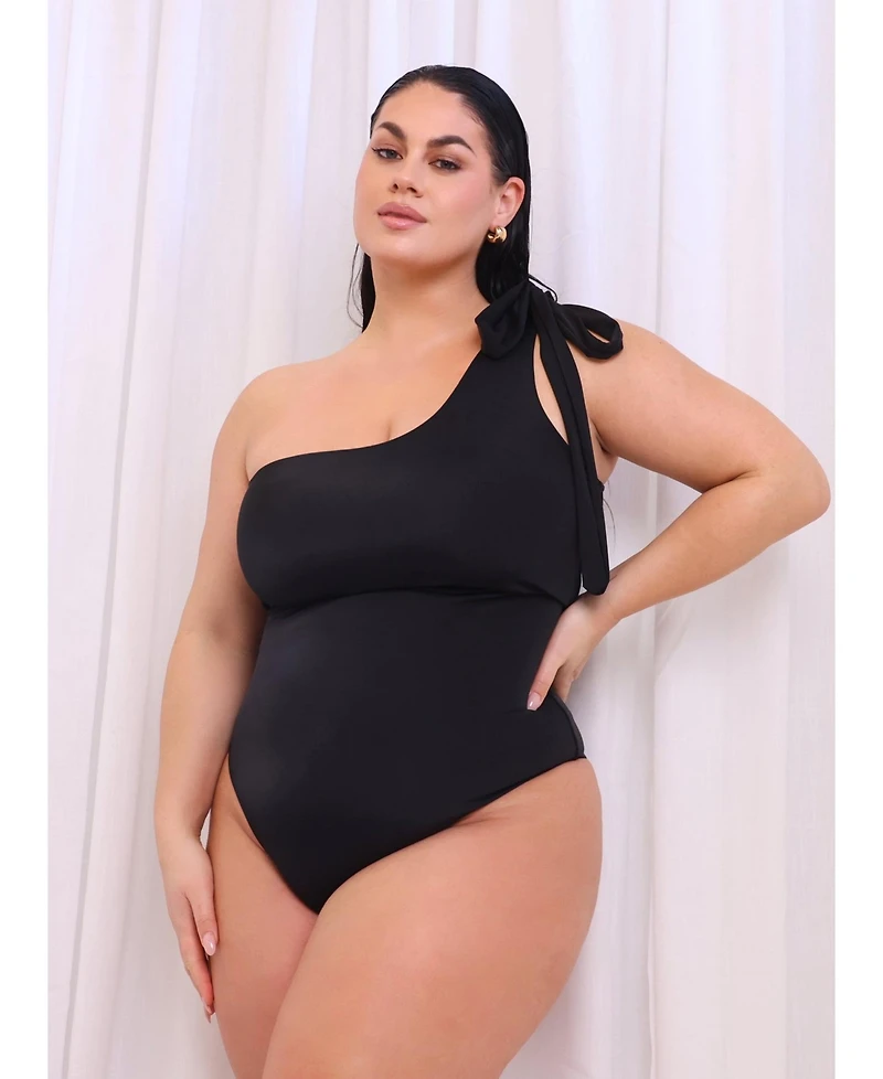 Rebdolls Women's Tie One Shoulder Swimsuit