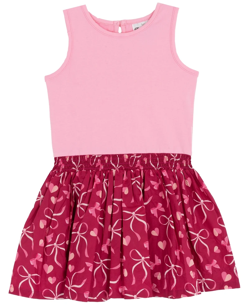 Rare Editions Little Girls Hearts & Bows Skort Dress with Pop-Over "Paris" Sweater, 2 pc