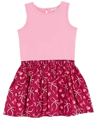Rare Editions Little Girls Hearts & Bows Skort Dress with Pop-Over "Paris" Sweater, 2 pc
