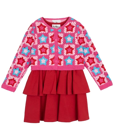 Rare Editions Little Girl Dress with Crochet Cardigan, 2 pc