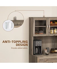 Homcom Modern Kitchen Pantry with Buffet Cabinet, Framed Glass Doors,