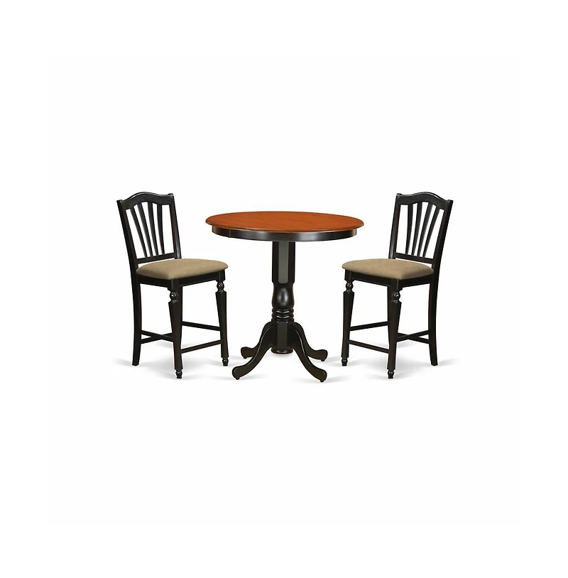 East West Furniture 3 Pc counter height Table and chair set - high Table and 2 counter height Dining chair