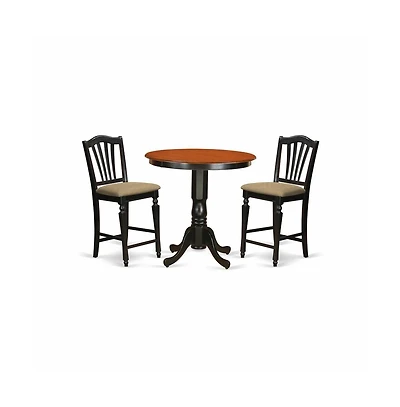 East West Furniture 3 Pc counter height Table and chair set - high Table and 2 counter height Dining chair