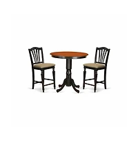 East West Furniture 3 Pc counter height Table and chair set - high Table and 2 counter height Dining chair