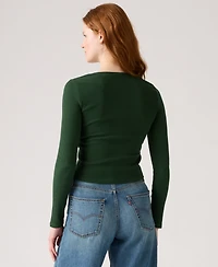 Levi's Women's Muse Ribbed Long-Sleeve Button-Up Top