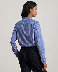 Lauren Ralph Women's Classic Fit Striped Tie-Neck Shirt