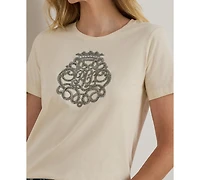 Lauren Ralph Women's Beaded-Crest Jersey T-Shirt