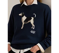 Lauren Ralph Women's Intarsia-Knit Dog Knit Sweater