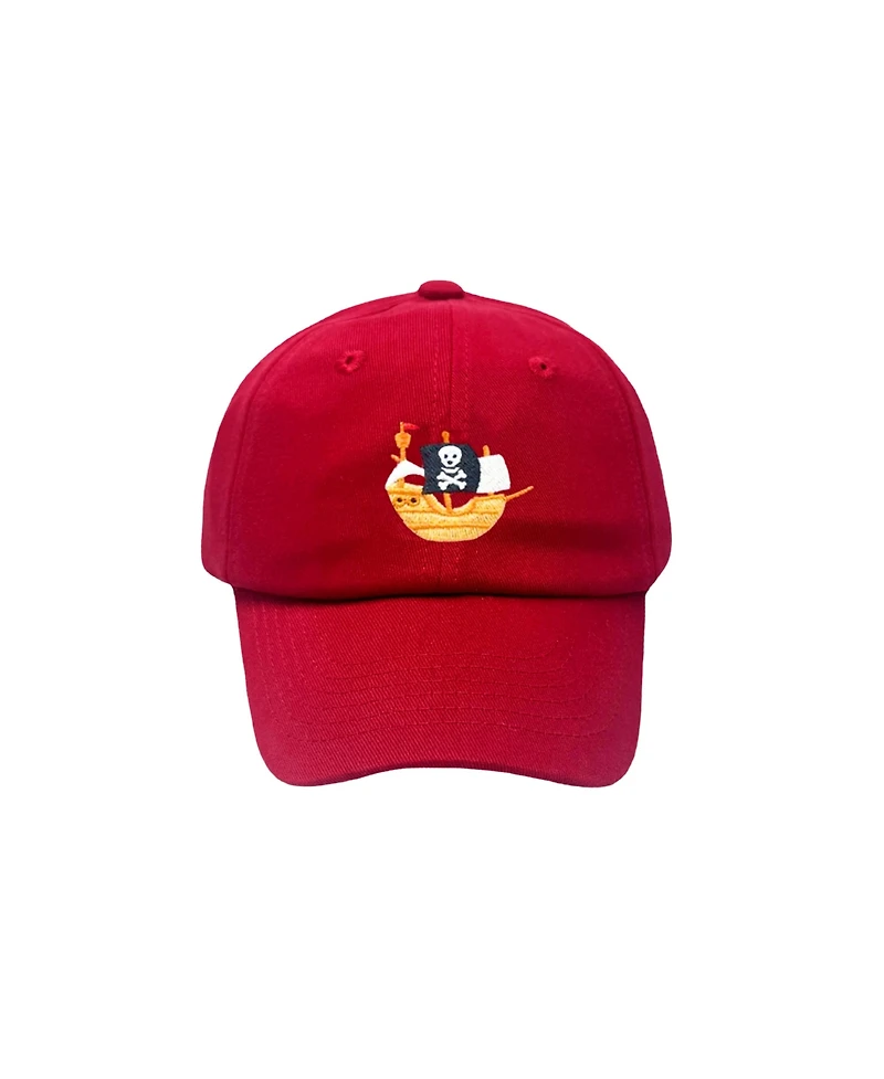 Bits & Bows Toddler Pirate Ship Twill Baseball Hat Red