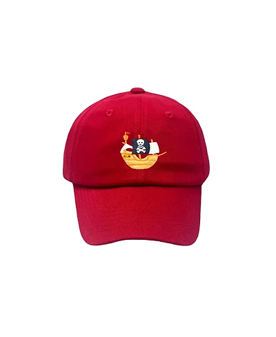 Bits & Bows Toddler Pirate Ship Twill Baseball Hat Red