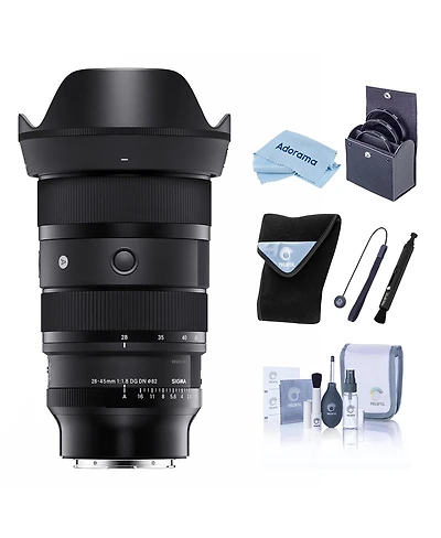 Sigma 28-45mm f/1.8 Dg Dn Art Lens for L Mount, Black, Bundle with 82mm Filter Kit, Lens Wrap, Cleaning Kit, Lens Cap Tether and Cleaning Cloth