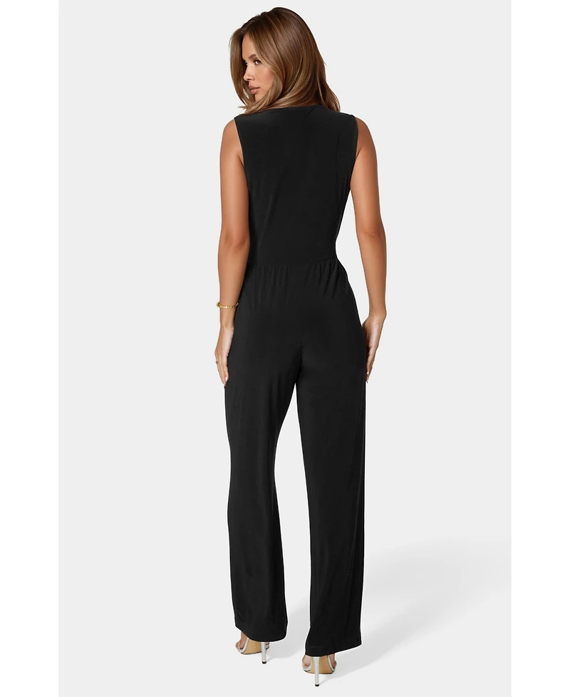 Bebe Women's Jersey Wrap Tie Jumpsuit