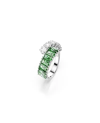 Swarovski Green Rhodium Plated Matrix Ring