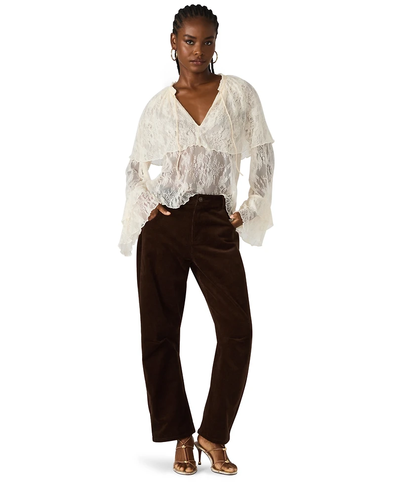 Steve Madden Women's Saylor Ruffle V-Neck Top