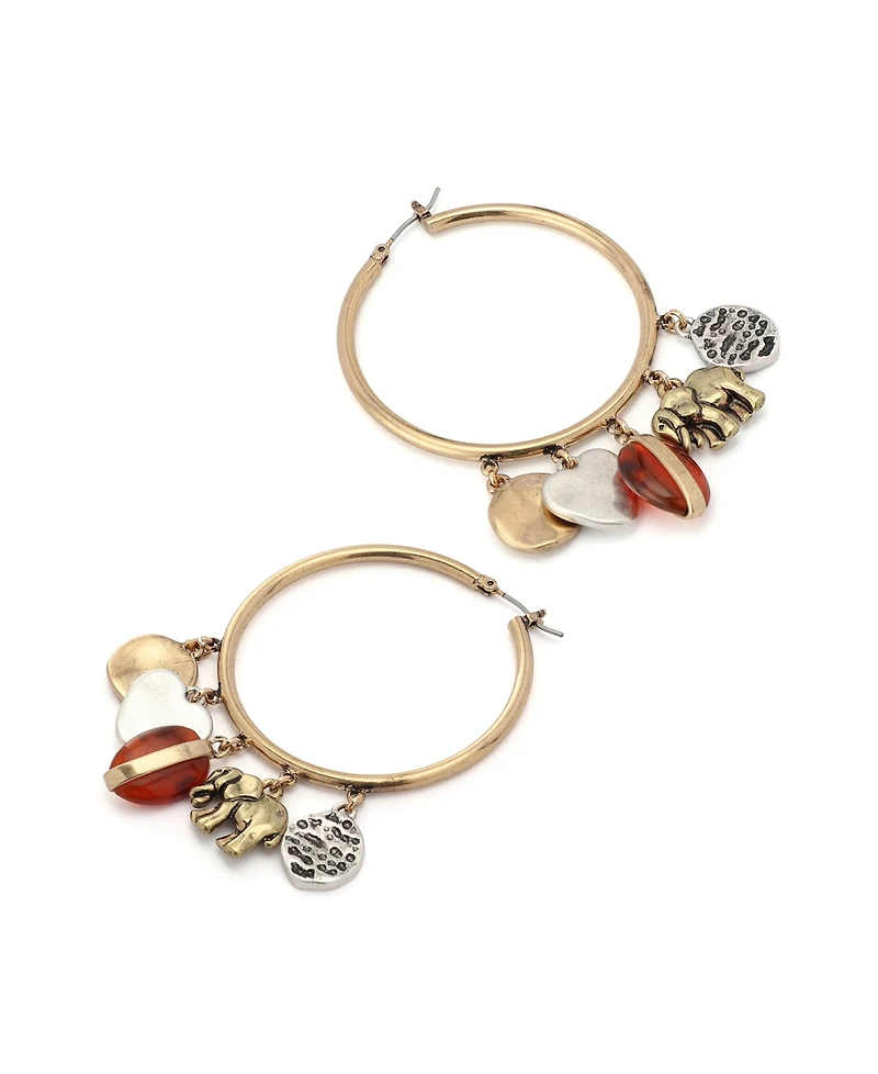 Robert Lee Morris Soho Faux Stone Heirloom Charms Hoop Earrings